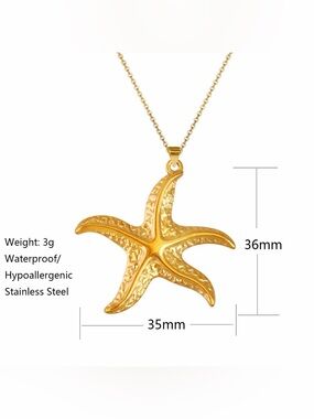 Gold Starfish Pendant Necklace - Women Jewelry